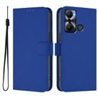 For Infinix Hot 20 Play Skin Feel Solid Color Leather Phone Case with Lanyard(Dark Blue) - 2