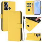 For Infinix Hot 20 Play Skin Feel Solid Color Leather Phone Case with Lanyard(Lemon Yellow) - 1