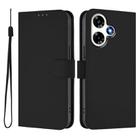 For Infinix Hot 30 4G Skin Feel Solid Color Leather Phone Case with Lanyard(Black) - 2