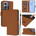 For Infinix Hot 30 5G Skin Feel Solid Color Leather Phone Case with Lanyard(Brown) - 1