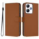 For Infinix Hot 30 Play NFC 4G Skin Feel Solid Color Leather Phone Case with Lanyard(Brown) - 2