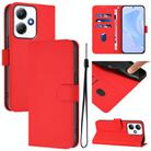 For Infinix Hot 30 Play NFC 4G Skin Feel Solid Color Leather Phone Case with Lanyard(Red) - 1
