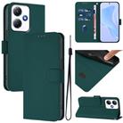 For Infinix Hot 30 Play NFC 4G Skin Feel Solid Color Leather Phone Case with Lanyard(Dark Green) - 1