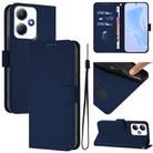For Infinix Hot 30 Play NFC 4G Skin Feel Solid Color Leather Phone Case with Lanyard(Navy Blue) - 1