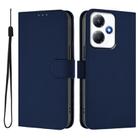 For Infinix Hot 30 Play NFC 4G Skin Feel Solid Color Leather Phone Case with Lanyard(Navy Blue) - 2