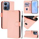 For Infinix Hot 30i Skin Feel Solid Color Leather Phone Case with Lanyard(Pink) - 1