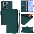 For Infinix Hot 30i Skin Feel Solid Color Leather Phone Case with Lanyard(Dark Green) - 1