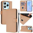 For Infinix Hot 40 4G Skin Feel Solid Color Leather Phone Case with Lanyard(Nude) - 1