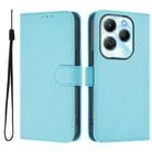For Infinix Hot 40 4G Skin Feel Solid Color Leather Phone Case with Lanyard(Sky Blue) - 2