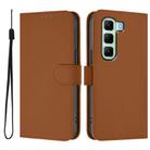For Infinix Hot 50 4G Skin Feel Solid Color Leather Phone Case with Lanyard(Brown) - 2