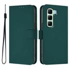 For Infinix Hot 50 4G Skin Feel Solid Color Leather Phone Case with Lanyard(Dark Green) - 2