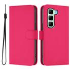 For Infinix Hot 50 4G Skin Feel Solid Color Leather Phone Case with Lanyard(Rose Red) - 2