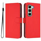 For Infinix Hot 50 5G Skin Feel Solid Color Leather Phone Case with Lanyard(Red) - 2