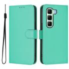 For Infinix Hot 50 5G Skin Feel Solid Color Leather Phone Case with Lanyard(Green) - 2