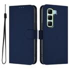 For Infinix Hot 50 5G Skin Feel Solid Color Leather Phone Case with Lanyard(Navy Blue) - 2