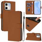 For Infinix Hot 50i 5G / Smart 9 4G Skin Feel Solid Color Leather Phone Case with Lanyard(Brown) - 1
