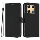 For Infinix Note 30 Pro 4G Skin Feel Solid Color Leather Phone Case with Lanyard(Black) - 2
