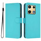 For Infinix Note 30 Pro 4G Skin Feel Solid Color Leather Phone Case with Lanyard(Lake Blue) - 2