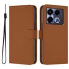 For Infinix Note 40 4G Skin Feel Solid Color Leather Phone Case with Lanyard(Brown) - 2
