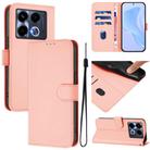 For Infinix Note 40 4G Skin Feel Solid Color Leather Phone Case with Lanyard(Pink) - 1