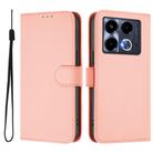 For Infinix Note 40 4G Skin Feel Solid Color Leather Phone Case with Lanyard(Pink) - 2