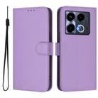 For Infinix Note 40 4G Skin Feel Solid Color Leather Phone Case with Lanyard(Lavender Purple) - 2