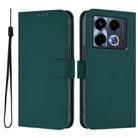 For Infinix Note 40 4G Skin Feel Solid Color Leather Phone Case with Lanyard(Dark Green) - 2