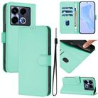 For Infinix Note 40 4G Skin Feel Solid Color Leather Phone Case with Lanyard(Mint Green) - 1