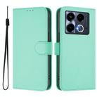For Infinix Note 40 4G Skin Feel Solid Color Leather Phone Case with Lanyard(Mint Green) - 2