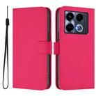For Infinix Note 40 4G Skin Feel Solid Color Leather Phone Case with Lanyard(Rose Red) - 2