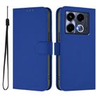 For Infinix Note 40 5G Skin Feel Solid Color Leather Phone Case with Lanyard(Dark Blue) - 2