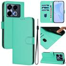 For Infinix Note 40 5G Skin Feel Solid Color Leather Phone Case with Lanyard(Green) - 1
