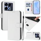 For Infinix Note 40 5G Skin Feel Solid Color Leather Phone Case with Lanyard(White) - 1