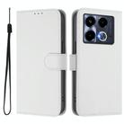 For Infinix Note 40 5G Skin Feel Solid Color Leather Phone Case with Lanyard(White) - 2