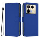 For Infinix Note 40 Pro 4G Skin Feel Solid Color Leather Phone Case with Lanyard(Dark Blue) - 2