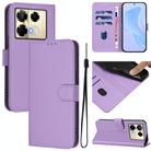 For Infinix Note 40 Pro 4G Skin Feel Solid Color Leather Phone Case with Lanyard(Lavender Purple) - 1