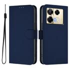 For Infinix Note 40 Pro 4G Skin Feel Solid Color Leather Phone Case with Lanyard(Navy Blue) - 2