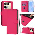 For Infinix Note 40 Pro 4G Skin Feel Solid Color Leather Phone Case with Lanyard(Rose Red) - 1