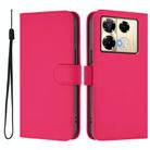 For Infinix Note 40 Pro 4G Skin Feel Solid Color Leather Phone Case with Lanyard(Rose Red) - 2