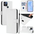 For Infinix Smart 6 / 6 Plus Skin Feel Solid Color Leather Phone Case with Lanyard(White) - 1