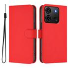 For Infinix Smart 7 India Skin Feel Solid Color Leather Phone Case with Lanyard(Red) - 2