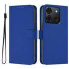 For Infinix Smart 7 India Skin Feel Solid Color Leather Phone Case with Lanyard(Dark Blue) - 2