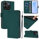 For Infinix Smart 7 India Skin Feel Solid Color Leather Phone Case with Lanyard(Dark Green) - 1