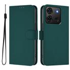 For Infinix Smart 7 India Skin Feel Solid Color Leather Phone Case with Lanyard(Dark Green) - 2