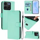 For Infinix Smart 7 India Skin Feel Solid Color Leather Phone Case with Lanyard(Mint Green) - 1