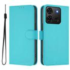 For Infinix Smart 7 India Skin Feel Solid Color Leather Phone Case with Lanyard(Lake Blue) - 2