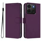 For Infinix Smart 7 India Skin Feel Solid Color Leather Phone Case with Lanyard(Violet) - 2