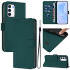 For Infinix Zero 5G 2023 Skin Feel Solid Color Leather Phone Case with Lanyard(Dark Green) - 1