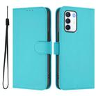 For Infinix Zero 5G 2023 Skin Feel Solid Color Leather Phone Case with Lanyard(Lake Blue) - 2