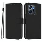 For Infinix Zero 20 Skin Feel Solid Color Leather Phone Case with Lanyard(Black) - 2